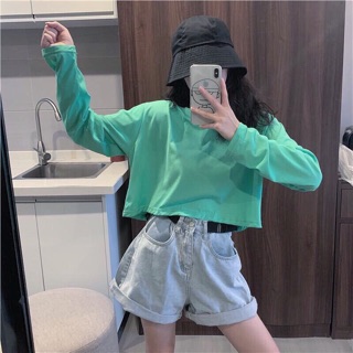 Áo thun croptop tay dài oversize