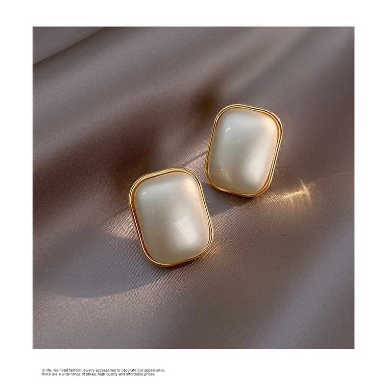 Bông Tai Mạ Bạc 925 Hình Vuông Đơn Giản Phong Cách Retro Thời Trang Cao Cấp