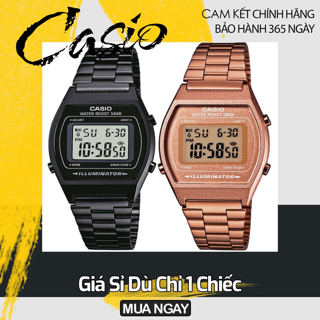 Đồng Hồ Casio Unisex Dây Kim Loại - Vàng Đồng/Đen