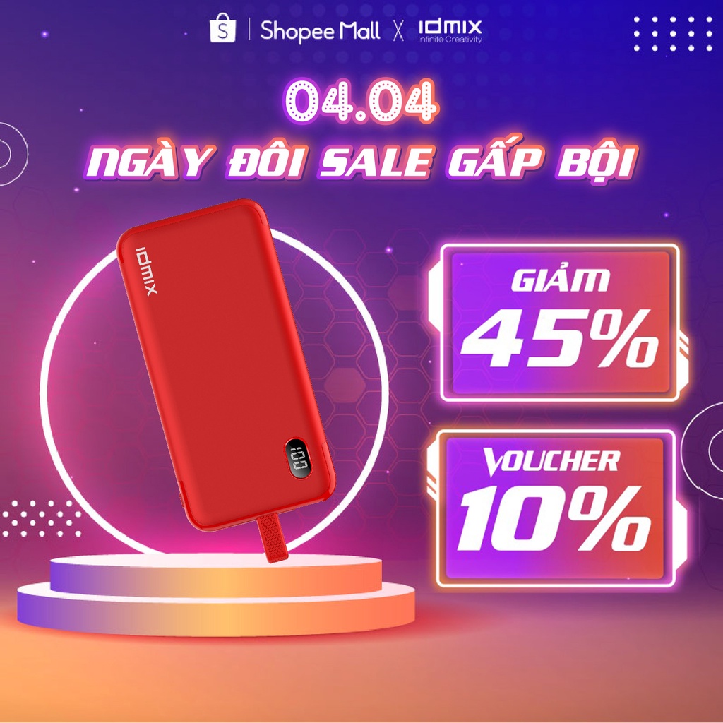 Pin sạc dự phòng Type-C IDMIX – dung lượng 10.000 mAh thiết kế mỏng nhẹ, hỗ trợ sạc nhanh, bảo hành 12 tháng