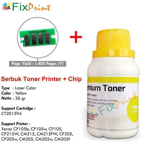 Bộ Phụ Kiện Lõi Phấn + Toner Xerox Cp105 Cp205 Cm215fw 2000 Trang Màu Vàng