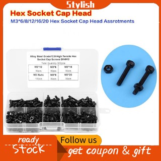 Bộ 300 cái ốc vít lục giác M3 * 6 / 8 12 16 20