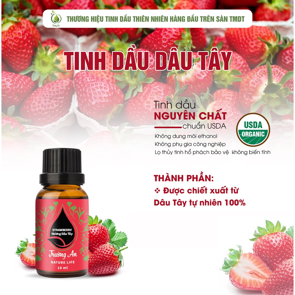 Tinh dầu hương Dâu Tây Trường An Essential Oil, xuất sứ thiên nhiên không pha tạp chất, có giấy kiểm định COA