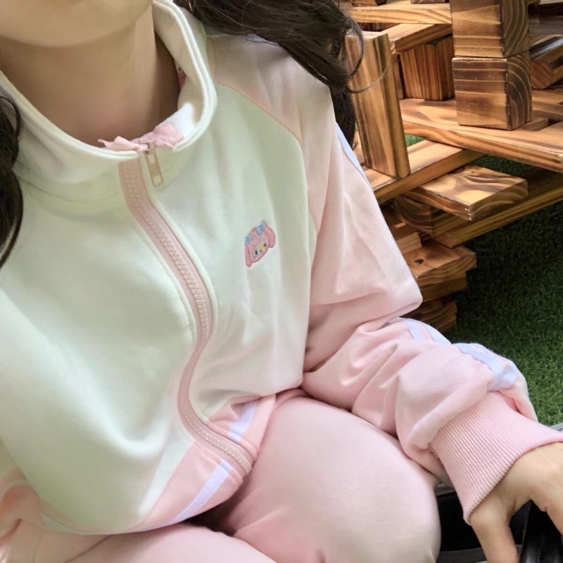Áo khoác thể thao vải nỉ màu hồng cute my melody