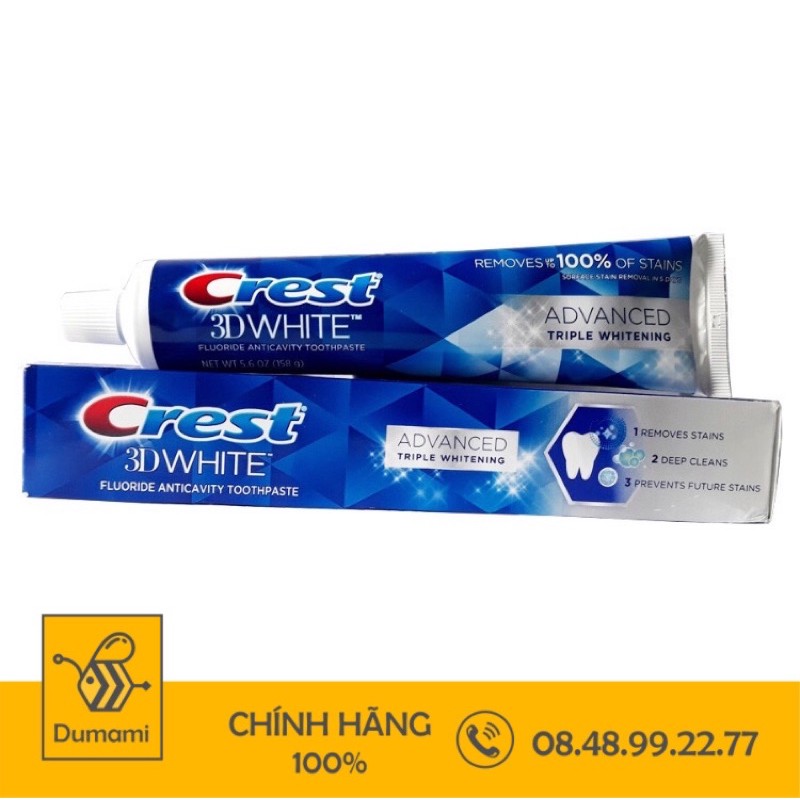 Kem đánh răng Crest 3D White Advanced whitening 158g