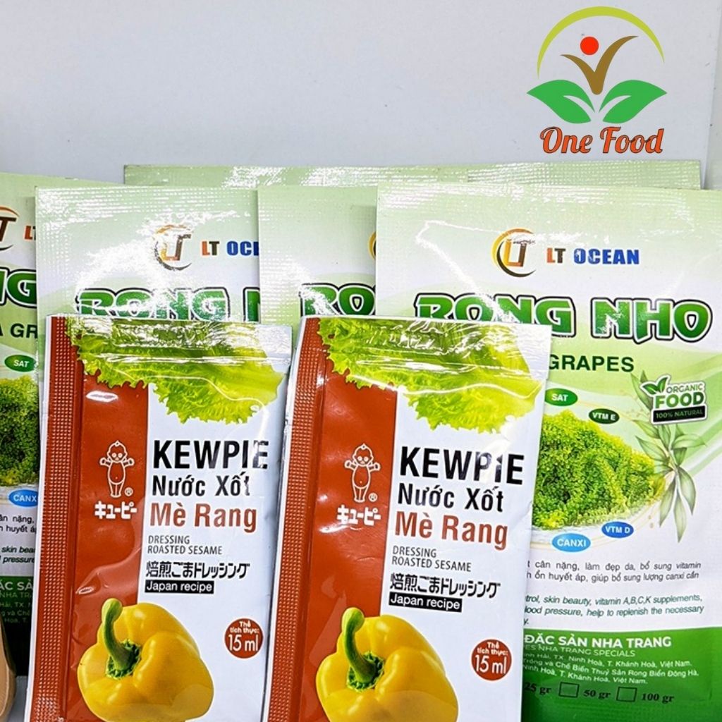 Rong Nho Tươi Tách Nước Khánh Hòa, RONG BIỂN ĂN LIỀN Kèm Sốt Cao Cấp Giàu Dinh Dưỡng, OneFood68