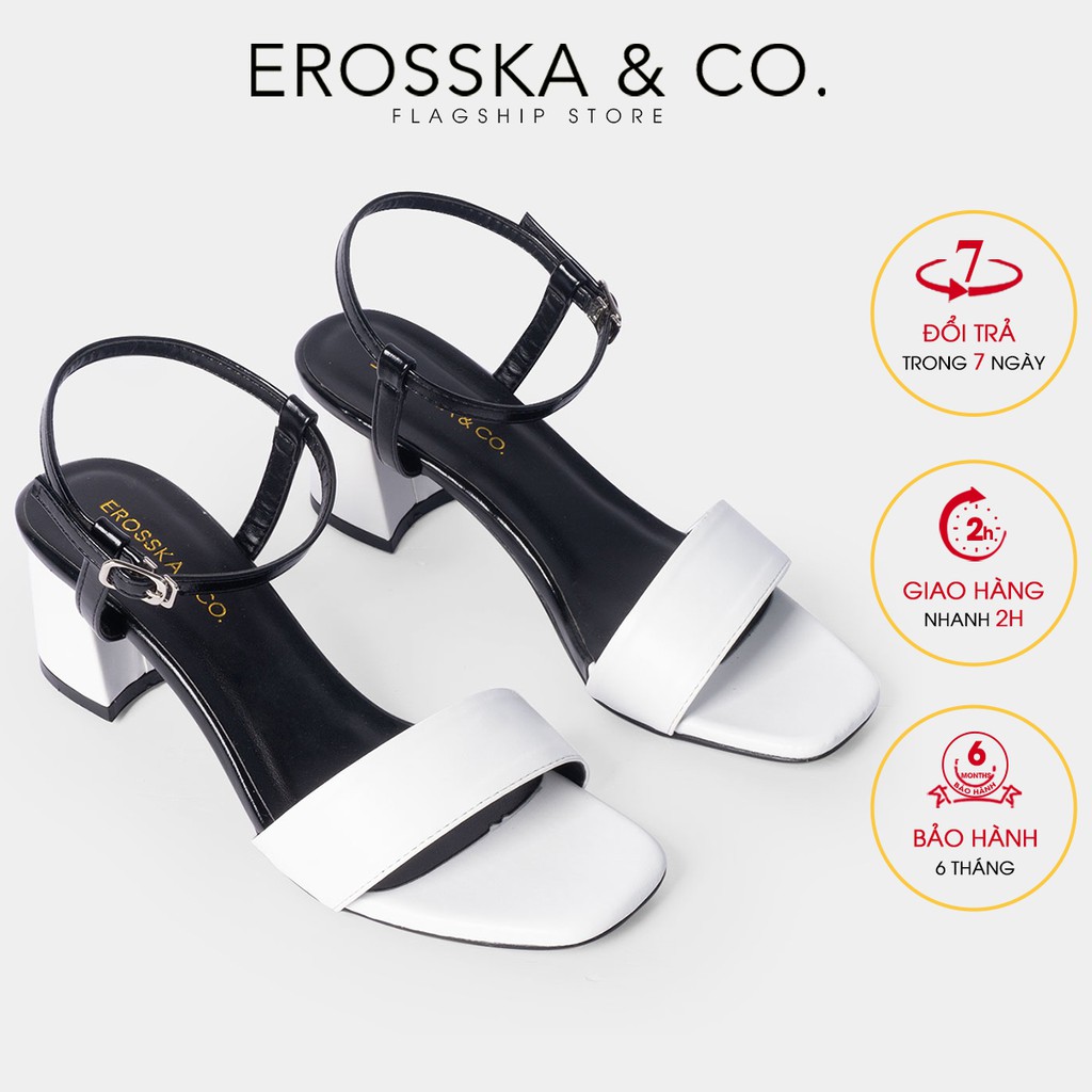 Giày sandal cao gót Erosska mũi vuông cao 5cm màu trắng - EB030