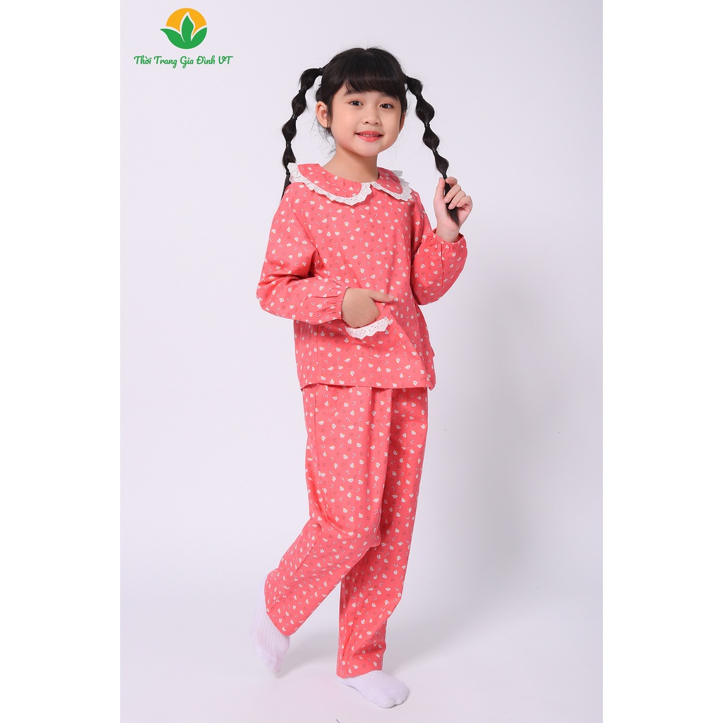 Bộ pijama Việt Thắng quần dài, áo dài bé gái COTTON B70.2212
