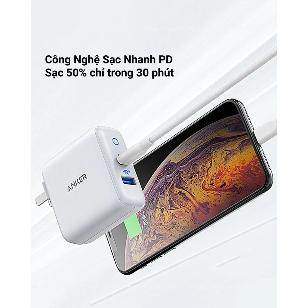 Sạc ANKER PowerPort PD+2 cổng 35w, 1 USB-C PD 20w, 1 PowerIQ 2.0 15w - A2636