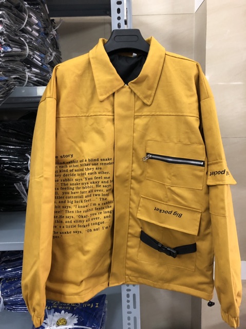 Áo Khoác Jean Kaki TÚI DÂY KÉO 2 MÀU Ulzzang Unisex 1hitshop