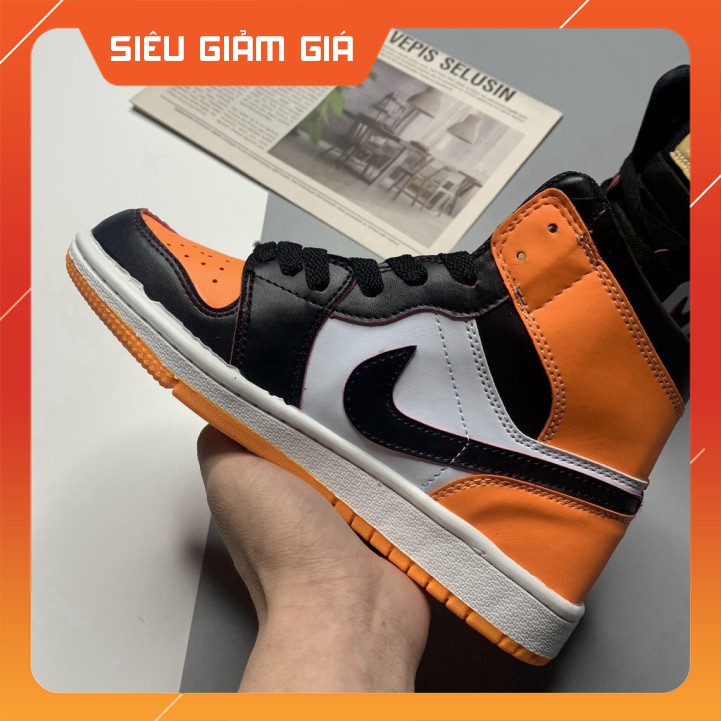 [BÁN CHẠY NHẤT SHOPEE] Giày Jordan, Giày Sneaker JD Cổ Cao Màu Cam Đen Da Lộn Cao Cấp, Đế Khâu Full Box Đủ Size Nam Nữ