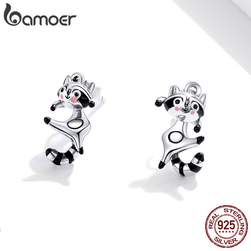 Hoa tai Bamoer SCE990 gấu trúc Mỹ bằng bạc 925 không di ứng cao cấp cho nữ