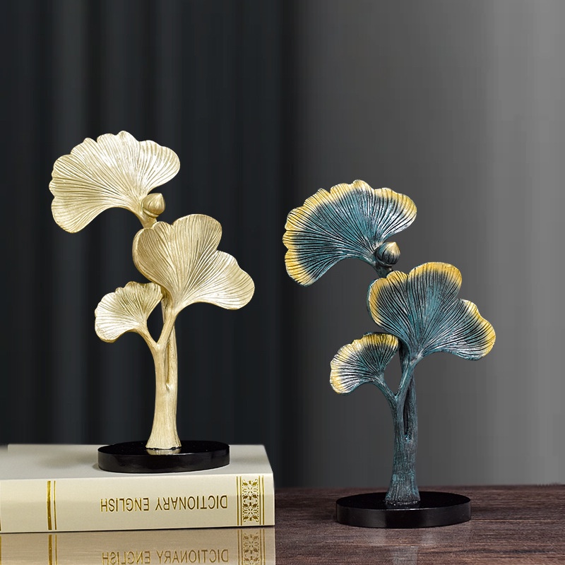 Tượng mô hình cây mạ vàng để bàn decor phòng khách nhà cửa phong cách bắc âu