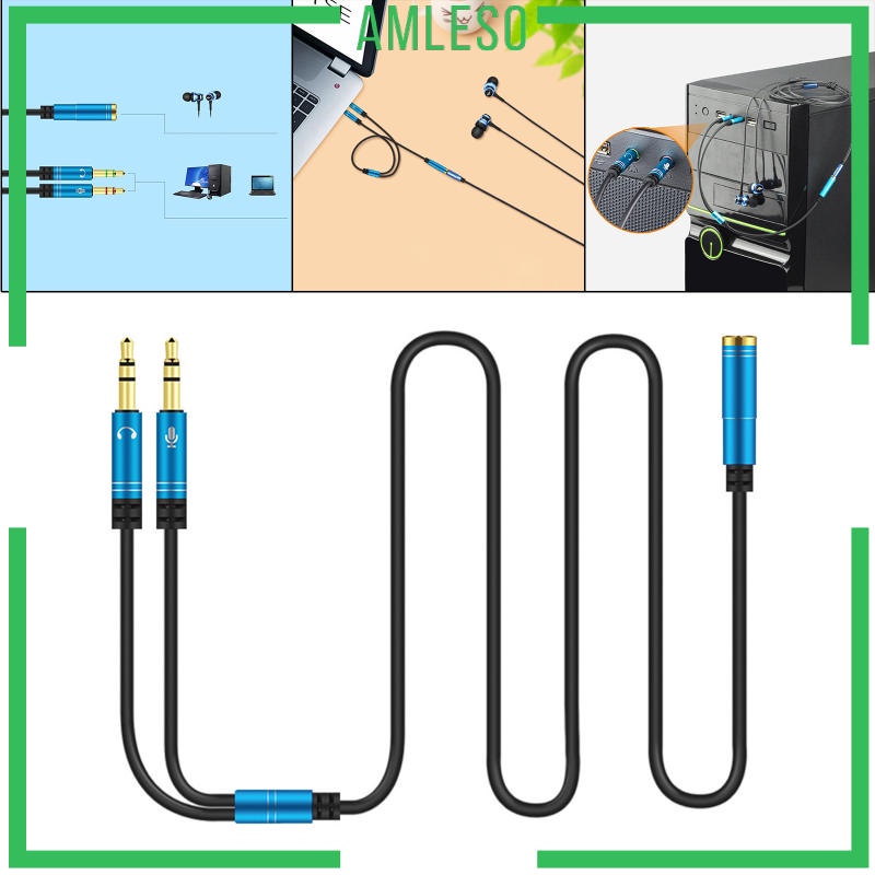 Dây Cáp Tách Tai Nghe 115cm 3.5mm Với Tai Nghe / Microphone Chuyển Đổi Sang 2 Cổng 3.5mm Cho PC / Điện Thoại
