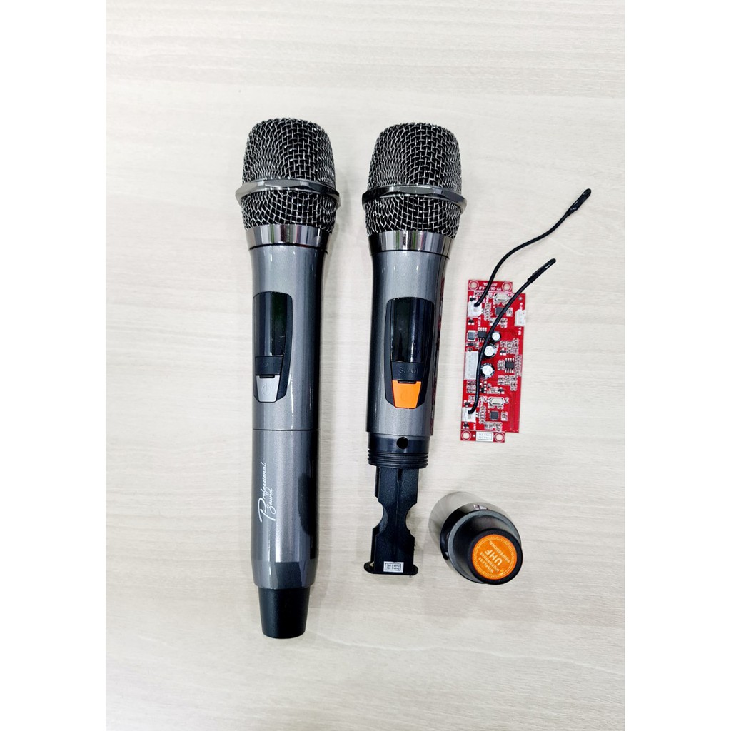 MICRO không dây Rời UHF vỏ nhôm - Nhận Mic thông minh, đổi sóng- ĐEN BÓNG