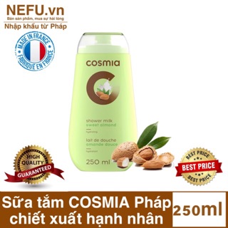[NEFU] Sữa tắm COSMIA Pháp chiết xuất hạnh nhân Gel tắm Dầu tắm