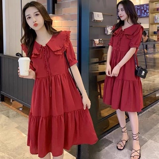 ĐẦM BABYDOLL ĐỎ CỔ BÈO REN TAY BỒNG DỄ THƯƠNG 2hand