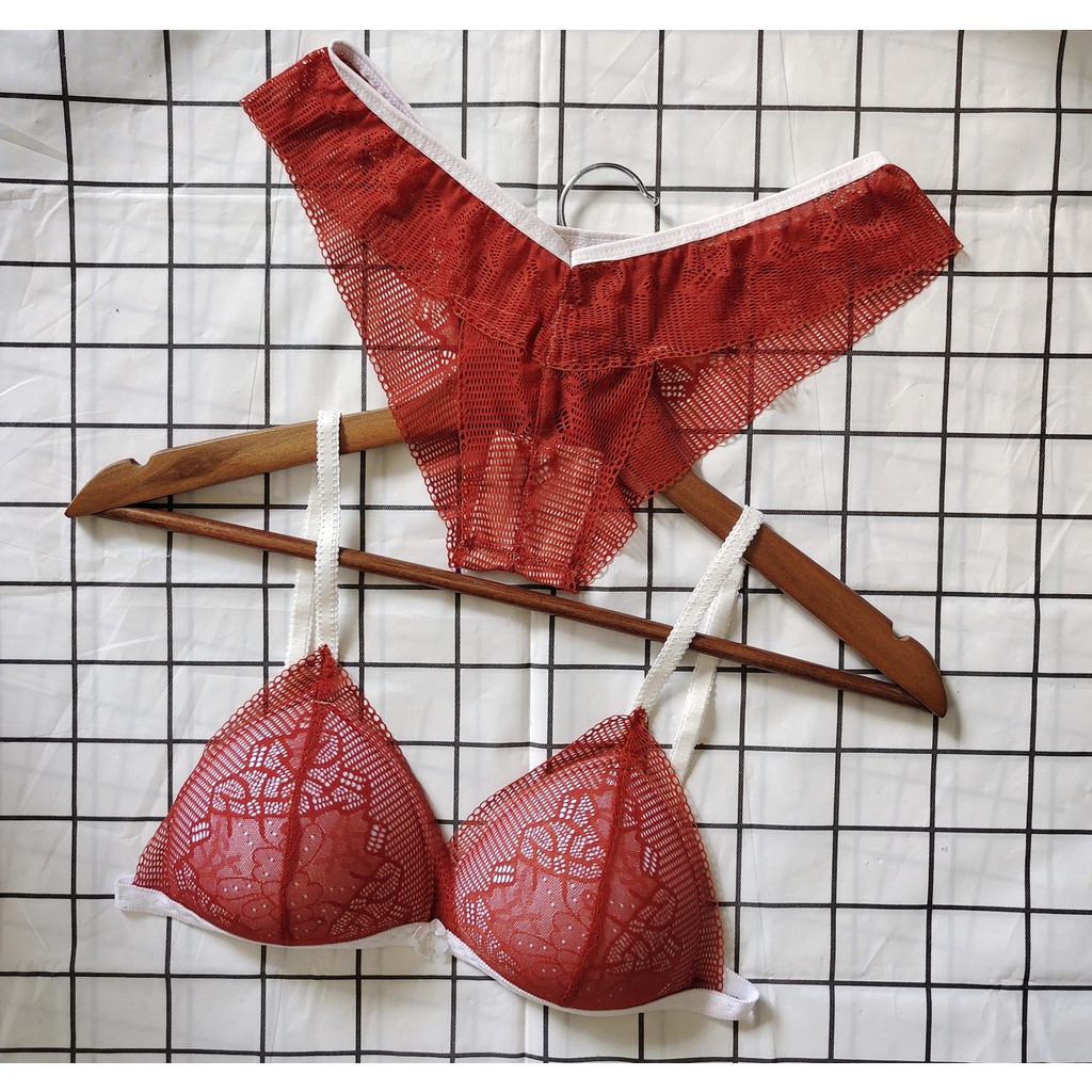 Set Bra - Bralette ren sexy không gọng, mút mỏng - Màu cam đất - NY016 - Đồ Lót nữ | BigBuy360 - bigbuy360.vn
