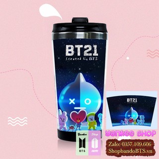 Bình nước bt21 bts giữ nhiệt, chai nước kpop giá rẻ