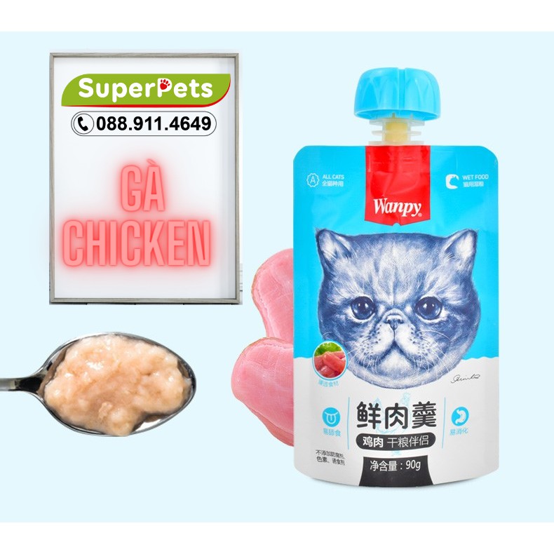 [ Chính Hãng ] Súp Thưởng Wanpy Cho Mèo Siêu Thơm Nắp Vặn 90g SUPERPETS VIỆT NAM