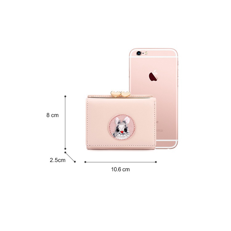 JIUFENG Ví ngắn chất liệu da PU họa tiết hình thỏ dễ thương cho nữ | BigBuy360 - bigbuy360.vn