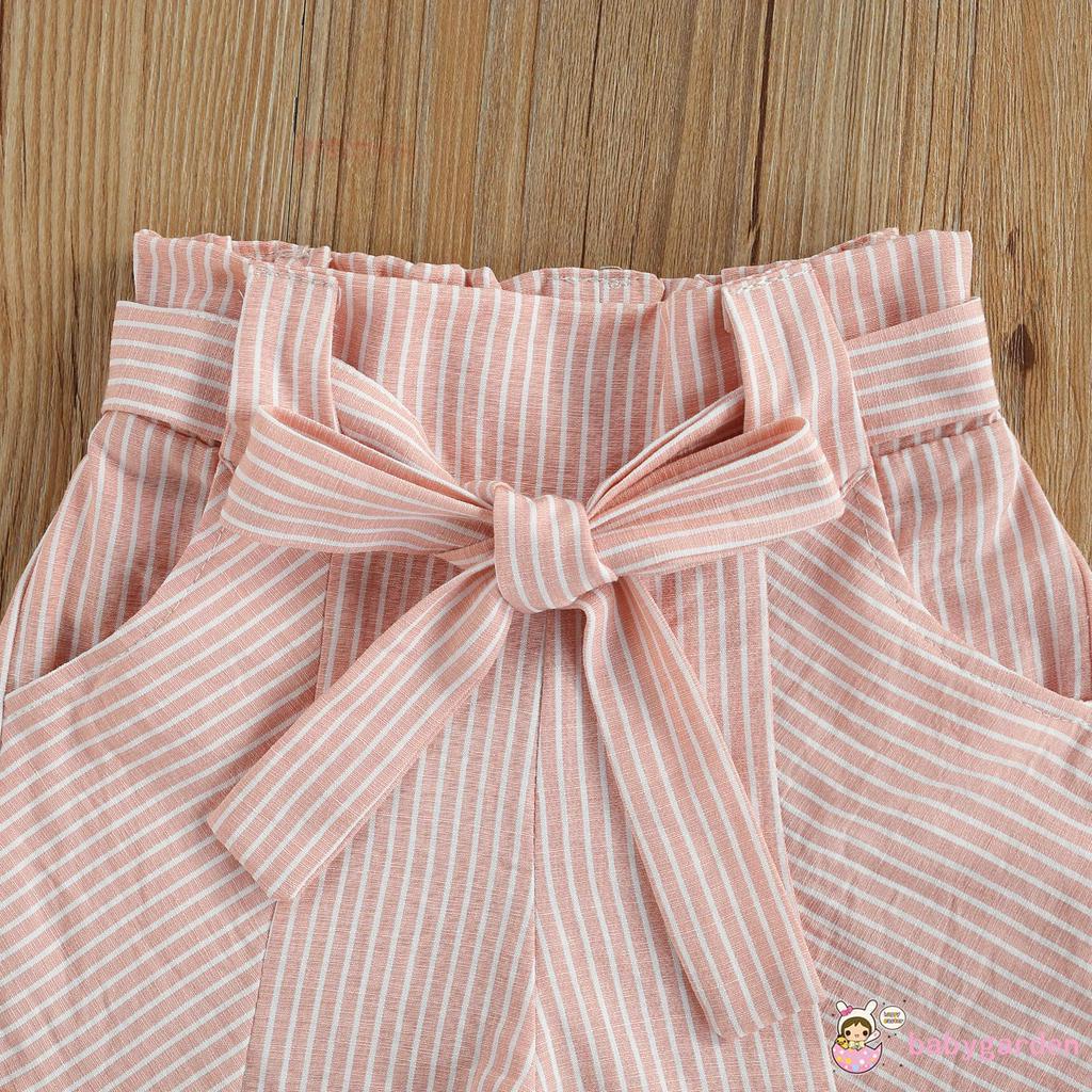 Bộ Áo Và Quần Kẻ Sọc Cho Bé Gái Từ 2-7 Tuổi