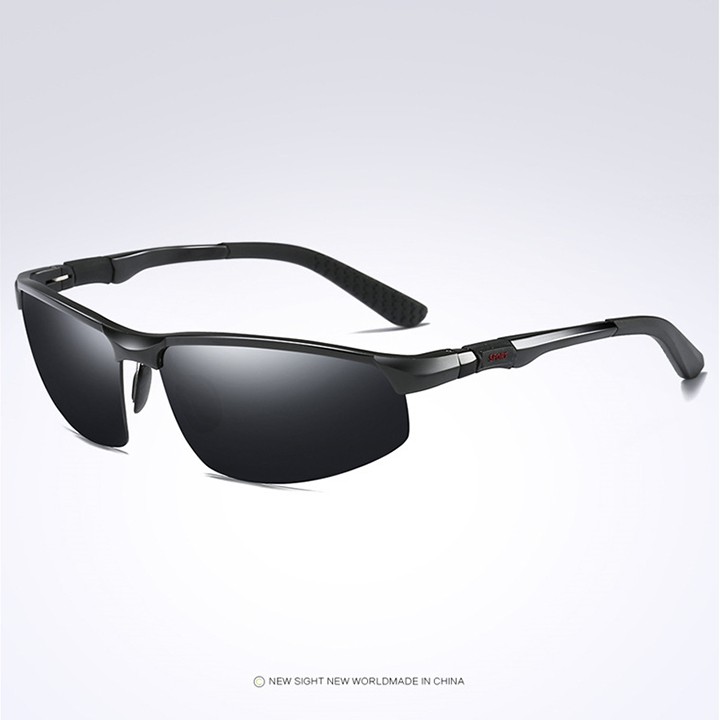 Mắt kính nam polarized phân cực chống chói, chống tia UV400, gọng nhôm magie khớp bản lề lò xo - MK1818