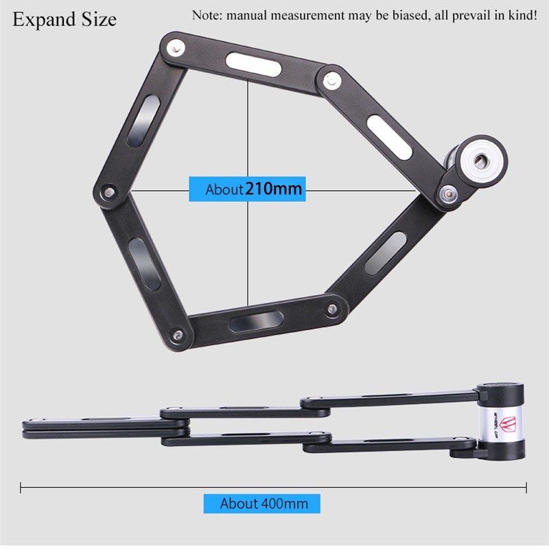 Ổ Khóa Xe Đạp Chống Trộm Bằng Hợp Kim Thép Có Thể Gập Lại Tiện Dụng