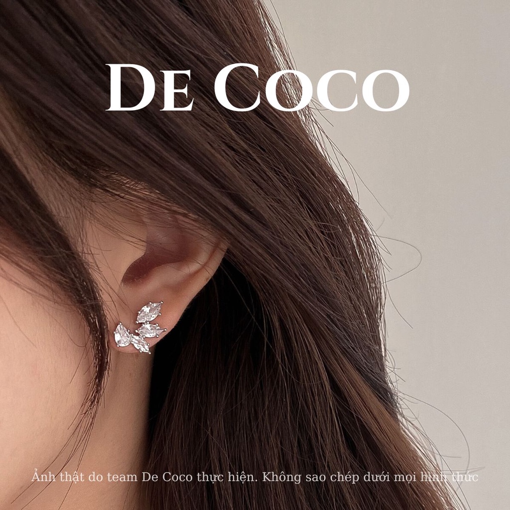 Khuyên tai nữ DECOCO ACC Mila cỏ 4 lá đính đá