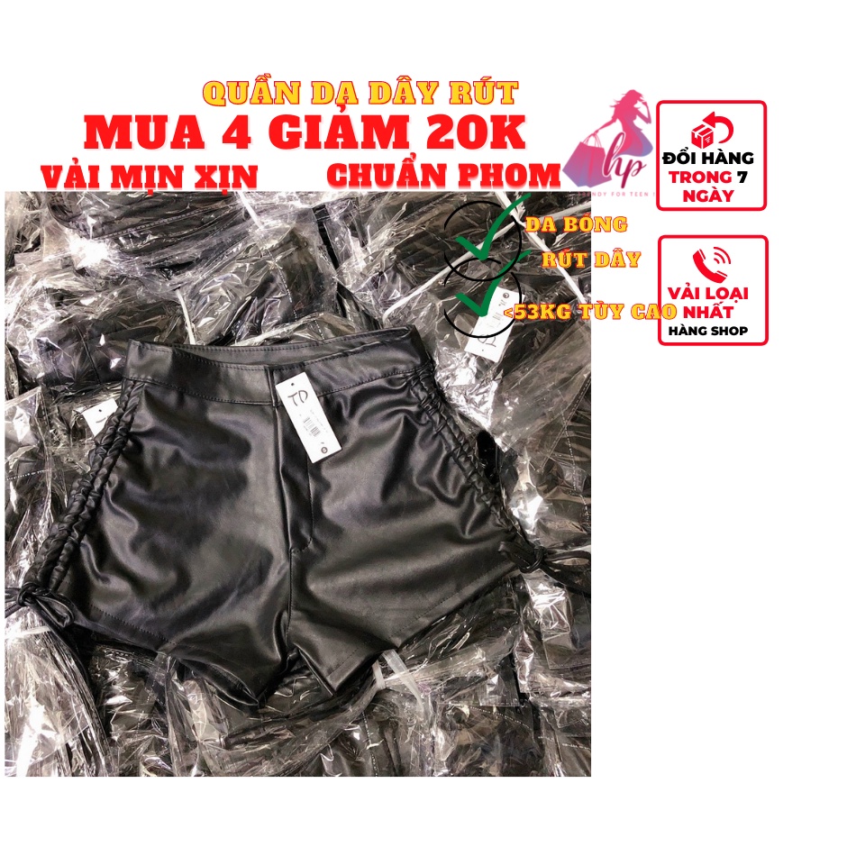 Quần shorts đùi nữ da bóng rút dây 2 bên hông mẫu mới kiểu cách hàn quốc