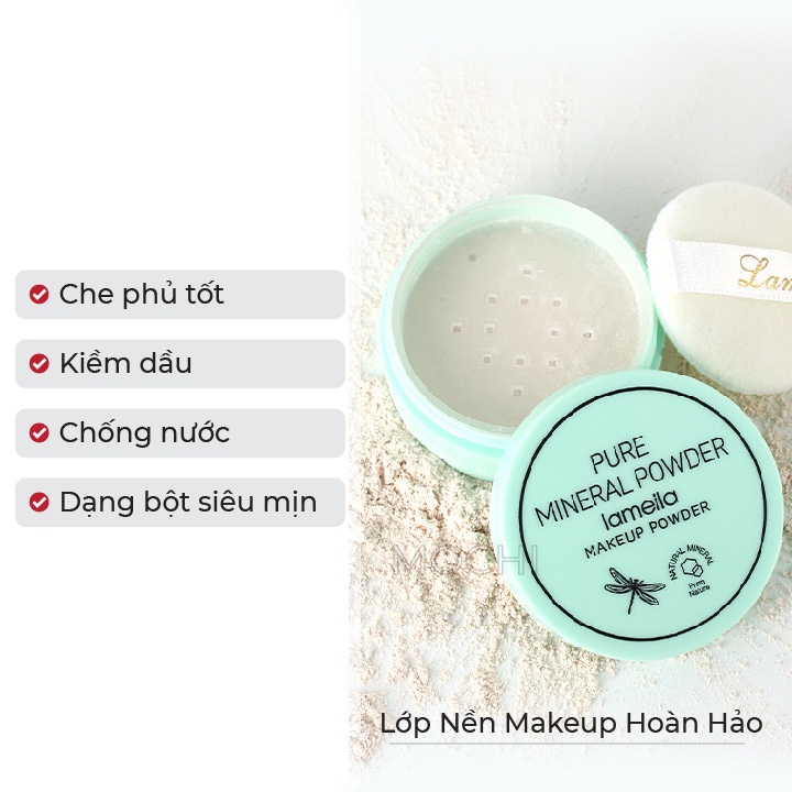 Phấn Phủ Dạng Bột Che Khuyết Điểm l Kiềm Dầu l Lâu Trôi Trang Điểm LAMEILA Makeup Powder Hộp Xanh Lá MOCHI SHOP