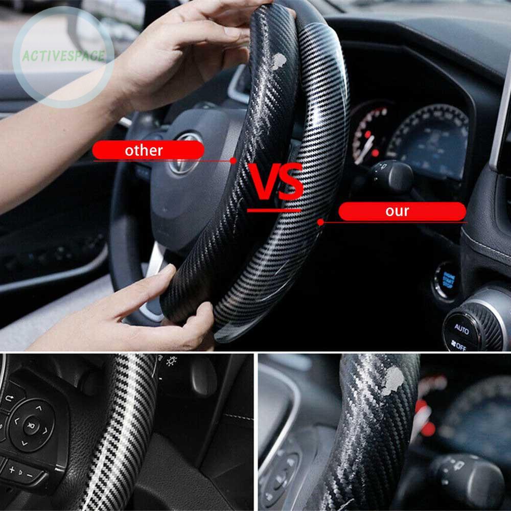 Bộ 2 Vỏ Bọc Vô Lăng Xe Hơi Chống Trượt Bằng Sợi Carbon