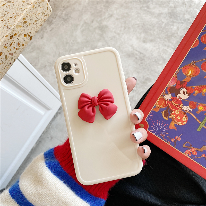 Ốp điện thoại silicone gắn hình nơ dễ thương cho Iphone 12 11 Pro Max 12 Mini Se 2020 Xs Max Xr X Xs 7 8 + | BigBuy360 - bigbuy360.vn