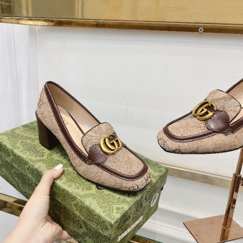 c Giày Cao Gót 7p Mũi Vuông Gc Da Mềm Êm Fullbox Bill Túi Cao Cấp