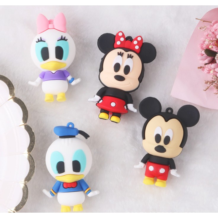 Mẫu búp bê size lớn Mickey, Minnie, Daisy, Donald, Pooh dùng làm móc khóa, charm Jibbitz, DIY