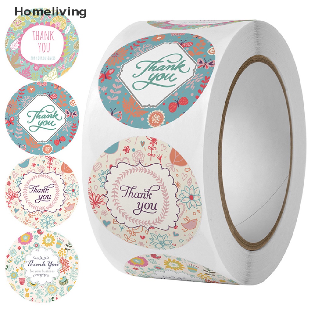 Set 500 Sticker Tròn Họa Tiết Hoạt Hình Thank You Dễ Thương Để Trang Trí