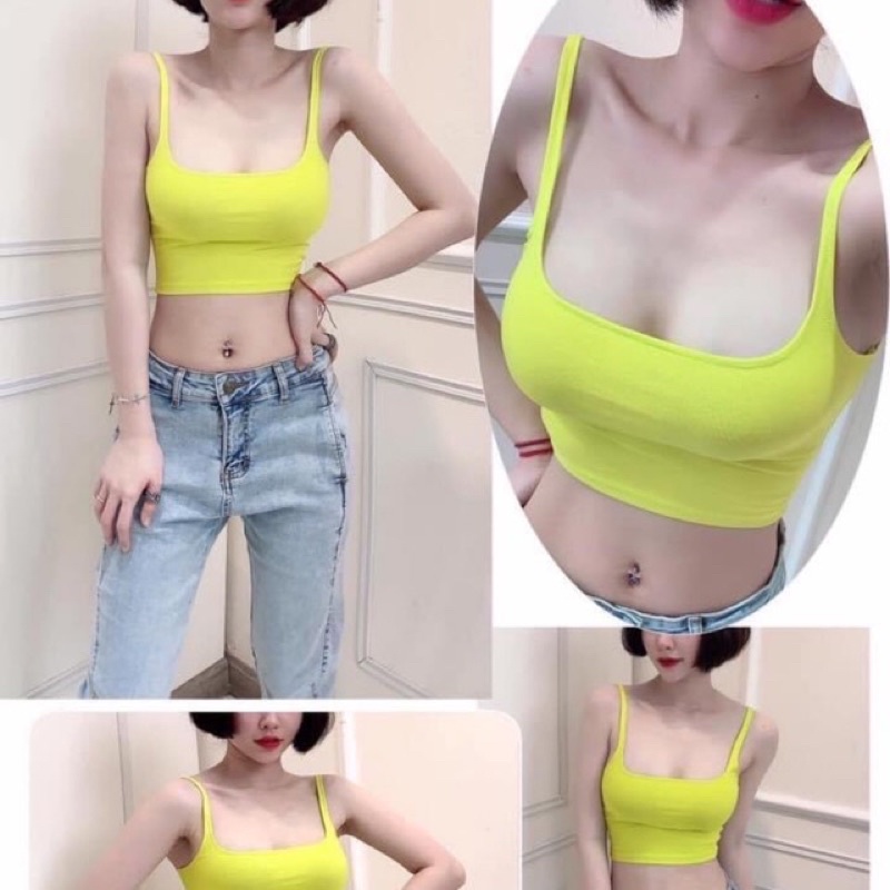 Áo hai dây thun borip màu trơn dây nhỏ cổ vuông khoét lưng sexy - Mã: 750 TV-Fashion