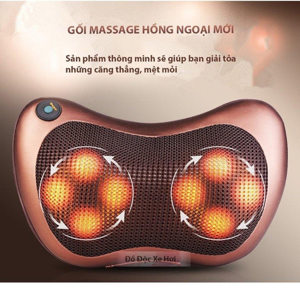 Gối massage 8 bi Cao Cấp, dùng massage nhiều vị trí, massage thư giản nhức mỏi,có cáp dùng trên oto