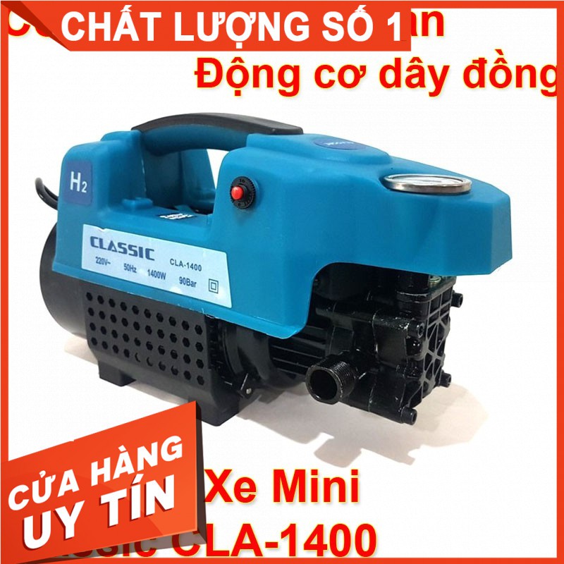 Máy rửa xe áp lực cao Classic1400 chính hãng - Tự hút phun nước vệ sinh xe máy, ô tô. BH 6 tháng