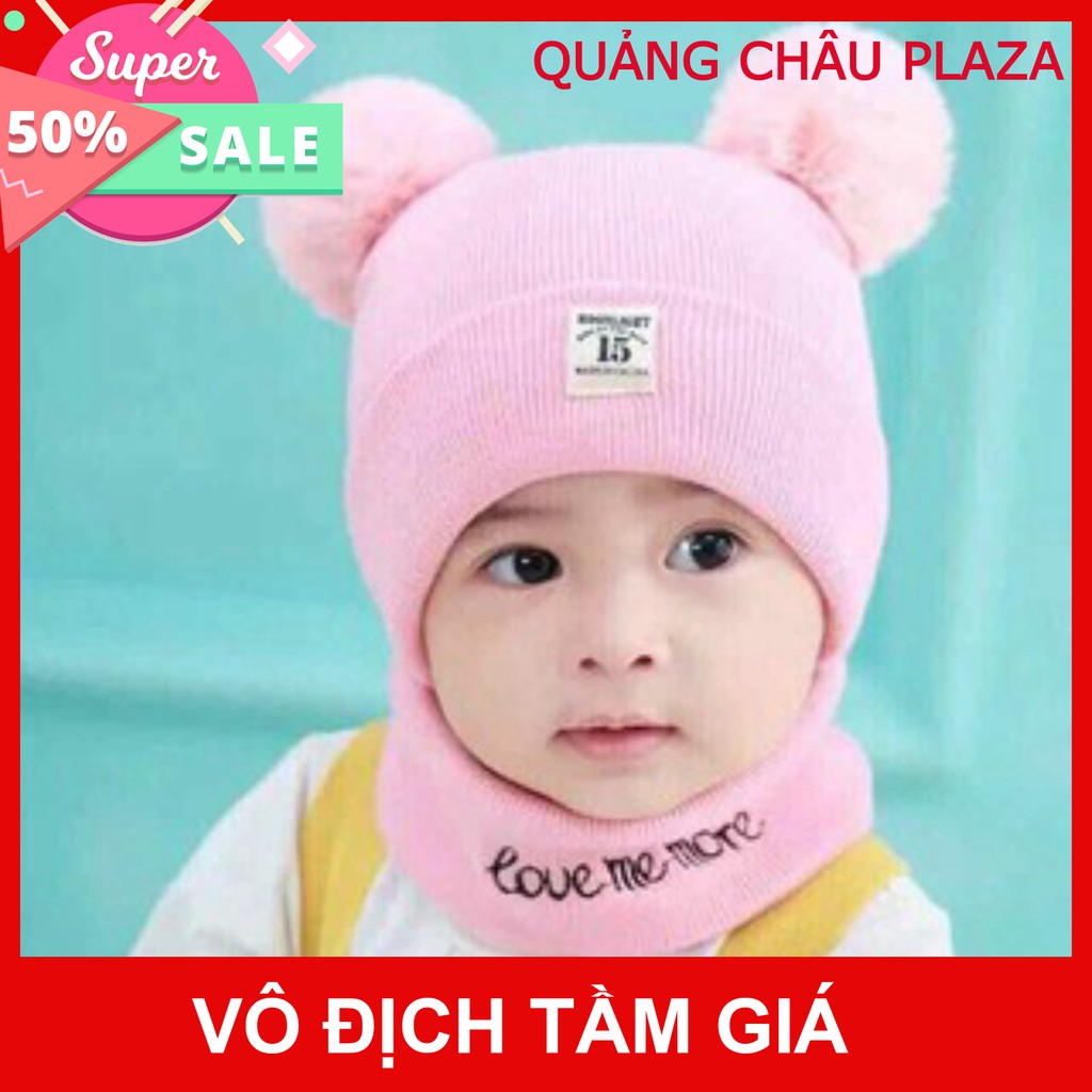 mũ quả bông kèm khăn xuất hàn cho bé yêu