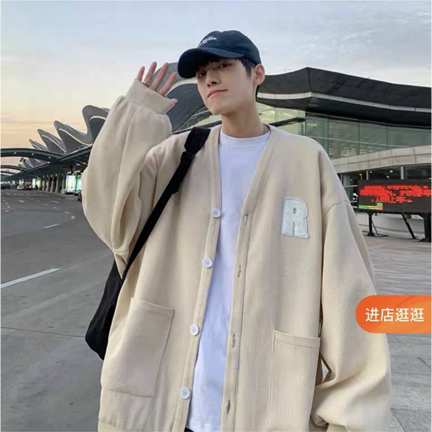 Áo Khoác Cadigan Nam Chữ R Chất Nỉ Dày Mịn Phong Cách Trẻ Trung Năng Động Hot NEW UNISEX