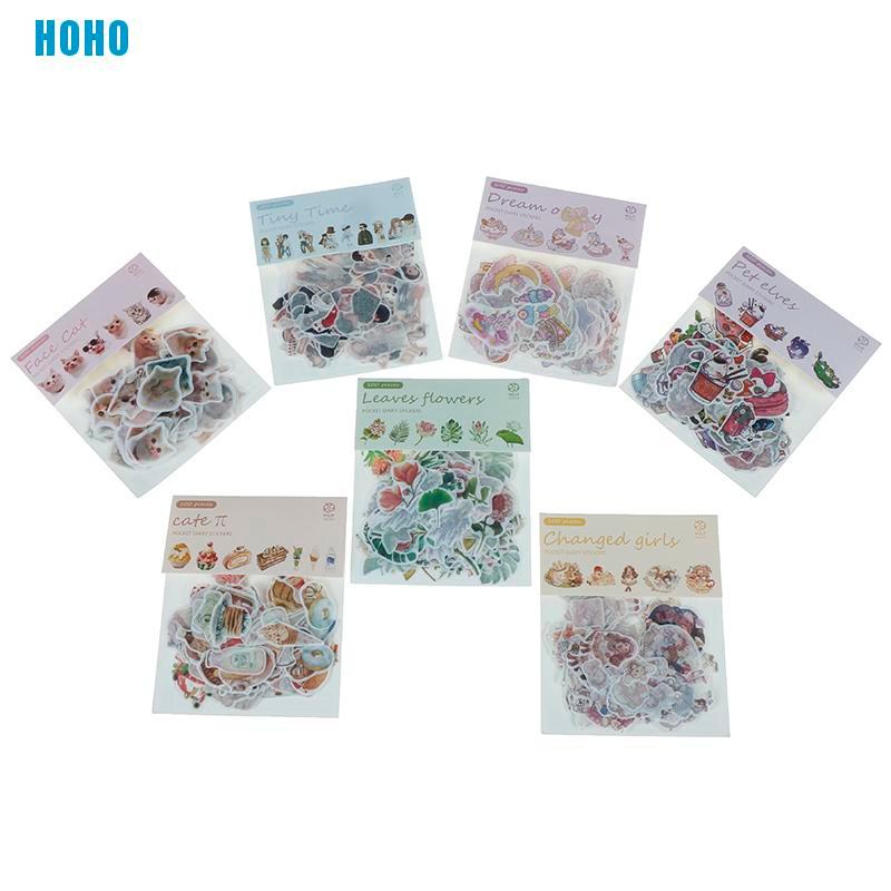 Bộ 100 Nhãn Dán Hình Mèo Xinh Xắn Dùng Trang Trí Sổ Lưu Niệm