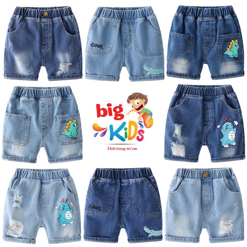 Quần jean bò bé trai short trẻ em phong cách hàn quốc từ 2 đến 7 tuổi BigKids