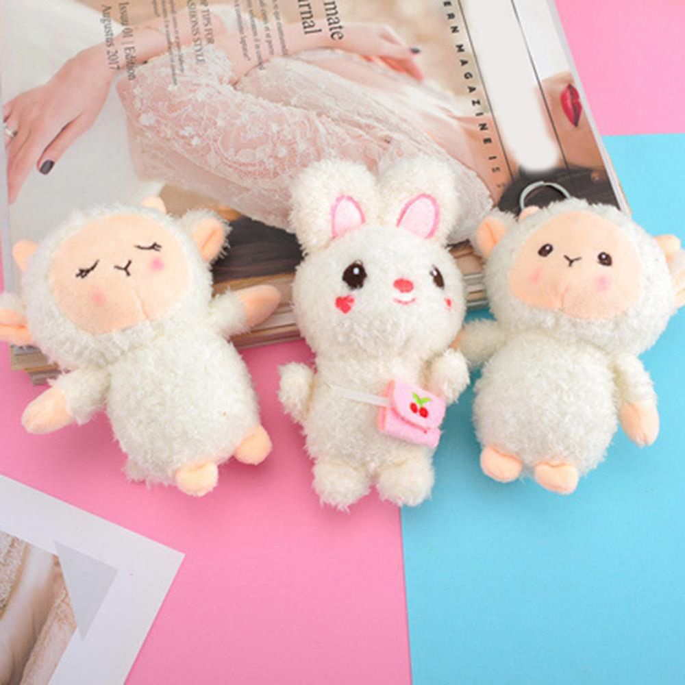 Móc khóa hình thỏ cừu nhồi bông mềm mại dễ thương