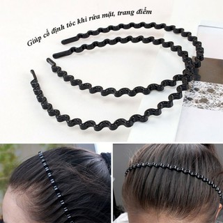 Bờm cài tóc lượn sóng nhựa màu đen