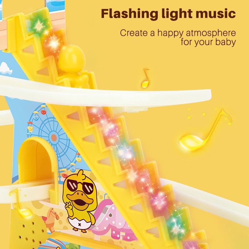 Bộ đồ chơi đường trượt vịt leo cầu thang ZHAN QI TOYS có nhạc và đèn độc đáo cho trẻ em