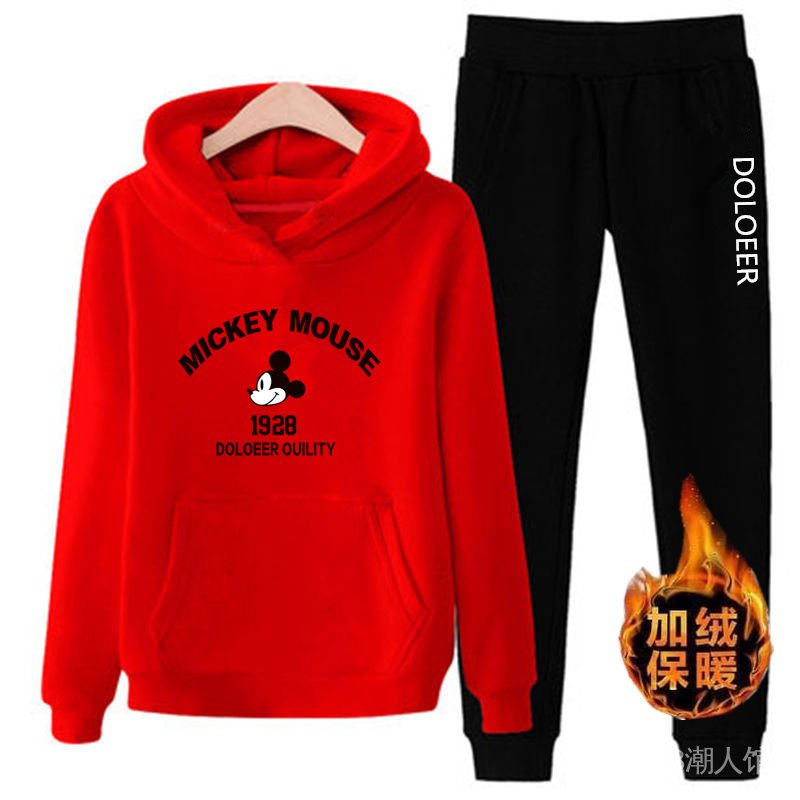 Set Đồ Thể Thao Hai Món Áo Hoodie Dáng Rộng Phong Cách Hàn Quốc Thời Trang Thu Đông Cho Nữ