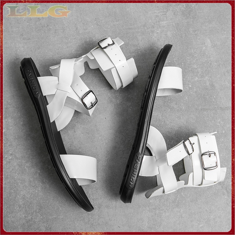 Giày Sandal Bằng Da Cao Cổ Phong Cách Hong Kong Cổ Điển Chống Trượt Thời Trang Mùa Hè Cho Nam