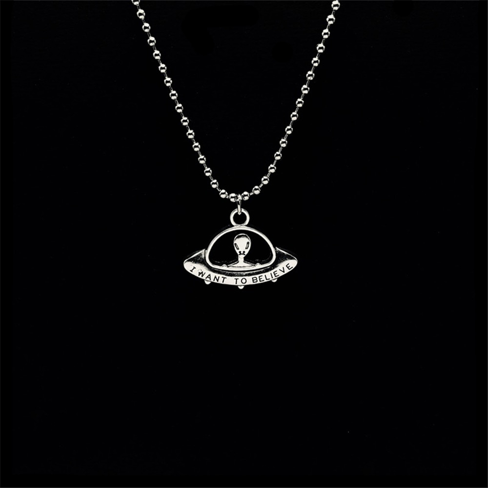 Men Women All-match Jumper Street Tide Alien Spaceship Pendant Chain Necklace Jewelery Gifts