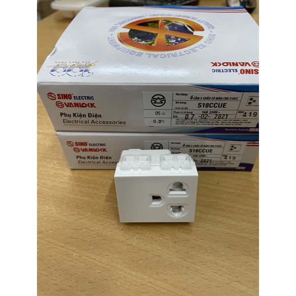 hạt Ổ cắm đơn 3 chấu S18CC Sino